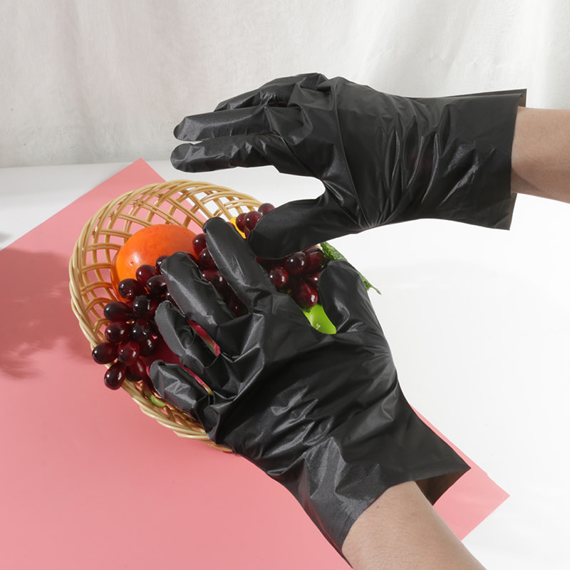 ทนต่ออุณหภูมิได้ดี ถุงมือ TPE สีดำ (ลายจุด) ทนต่ออุณหภูมิได้ดี ถุงมือ TPE สีดำ (ลายจุด)