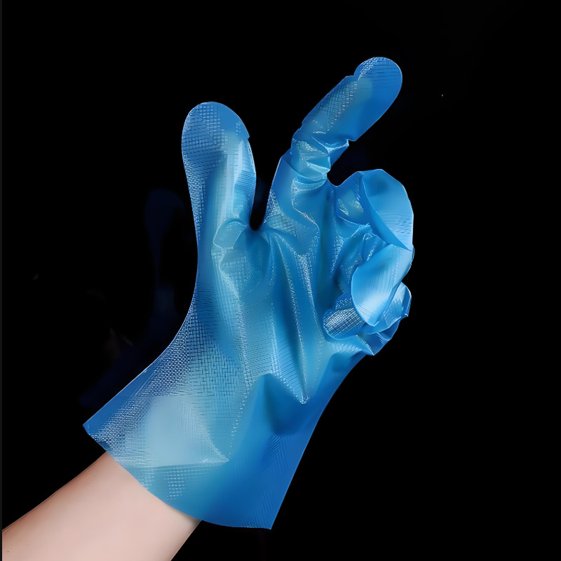 ‌ถุงมือ TPE สีน้ำเงินทนต่อสารเคมี (พื้นผิวด้าน)