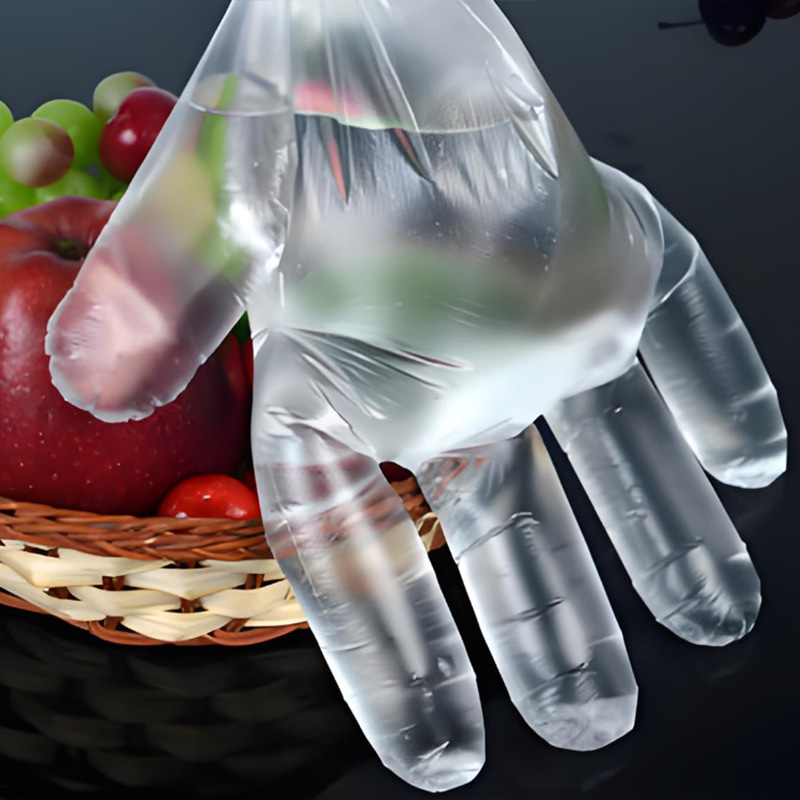 ถุงมือ HDPE สีขาวนวลกันน้ำและกันน้ำมัน ถุงมือ HDPE สีขาวนวลกันน้ำและกันน้ำมัน
